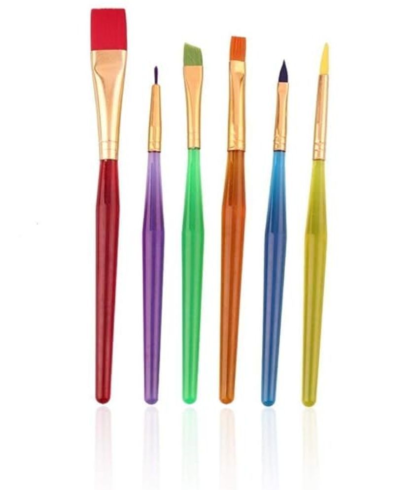     			ECLET ™ 6 PCS Set Colourful Candy Plastic Hands Kids Paint Brush Set Paint Pen Tools