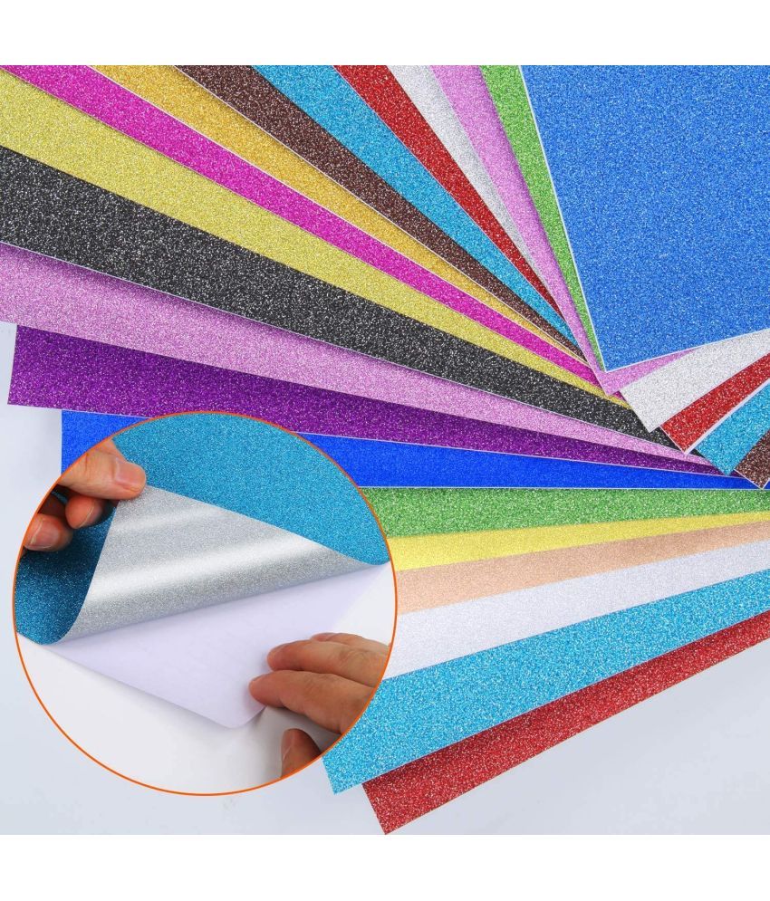     			ECLET A4 Glitter Foam Sheet Sparkles 2 mm Thick 10 Different Color, for Art & Craft