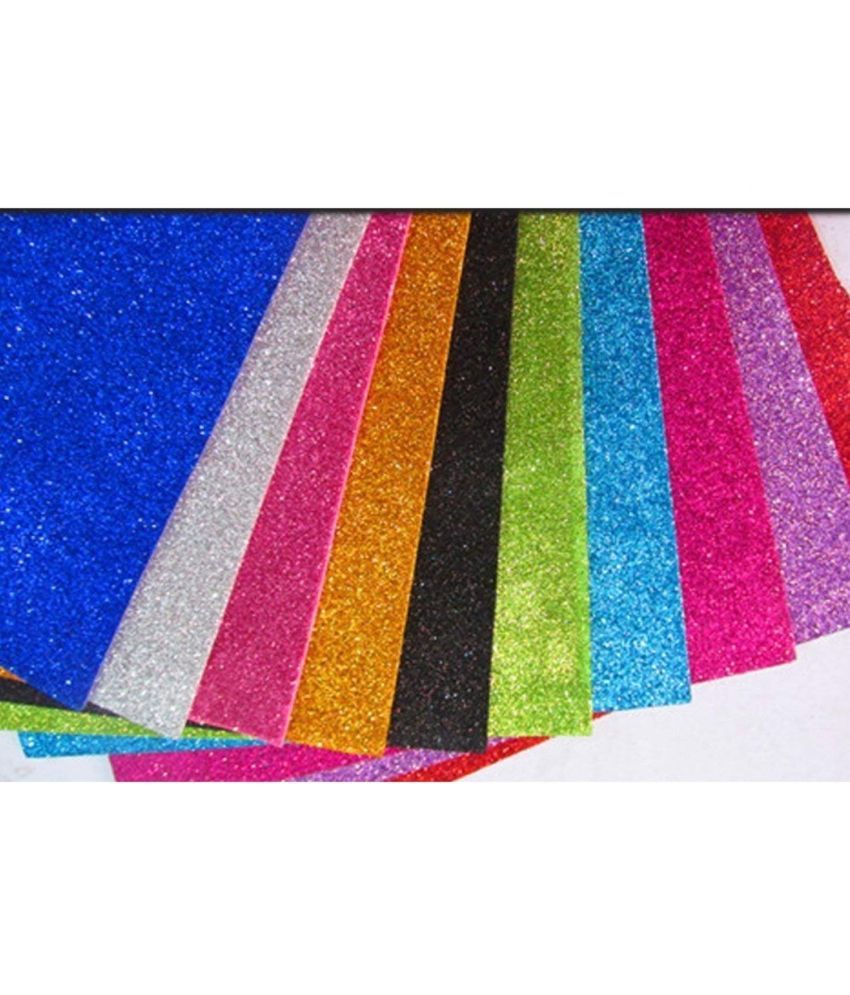     			ECLET A4 Glitter Foam Sheet Sparkles 2 mm Thick 10 Different Color, for Art & Craft