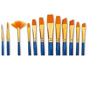     			ECLET Craft Synthetic Assorted Hair Mix Paint Brushes Set of 12 Professional Round Pointed Tip Nylon Hair Artist Acrylic Paint Brush for Acrylic/Watercolor/Oil Painting Poster (Color_Blue)