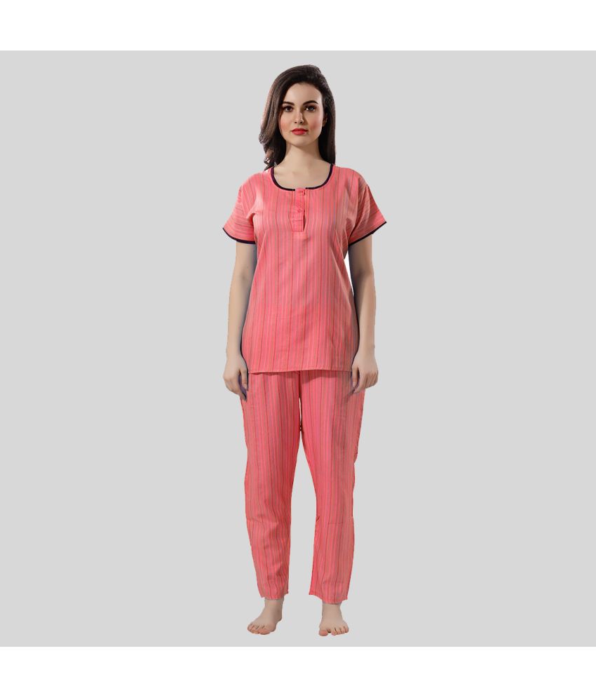     			Gutthi Pink Hosiery Women's Nightwear Nightsuit Sets ( Pack of 1 )