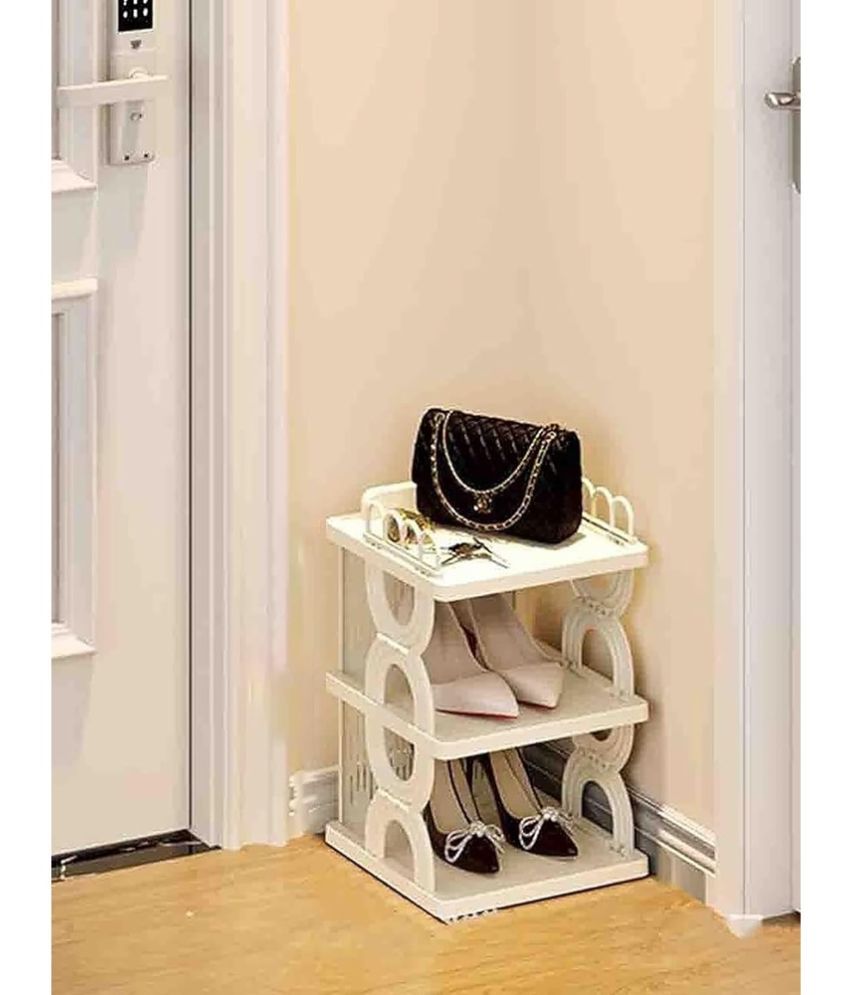     			House Of Quirk Plastic 3 Tier Shoe Rack Beige