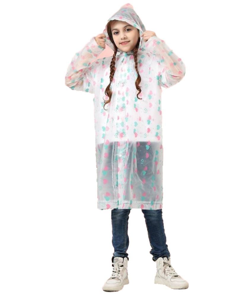     			Infispace Kid's Premium Eco-Friendly EVA Comfort Waterproofing Raincoat Pink&Blue Heart Print Rain(Pack of 1)
