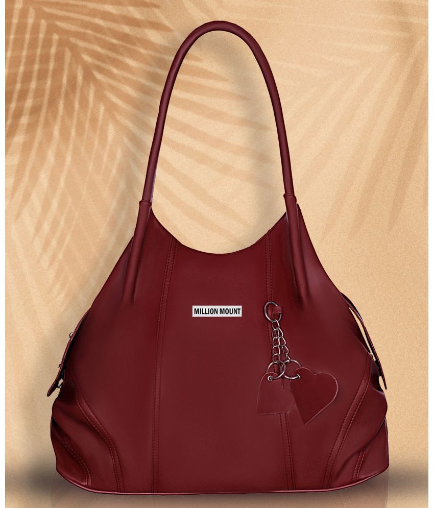     			MILLION MOUNT Maroon PU Hobo Bag