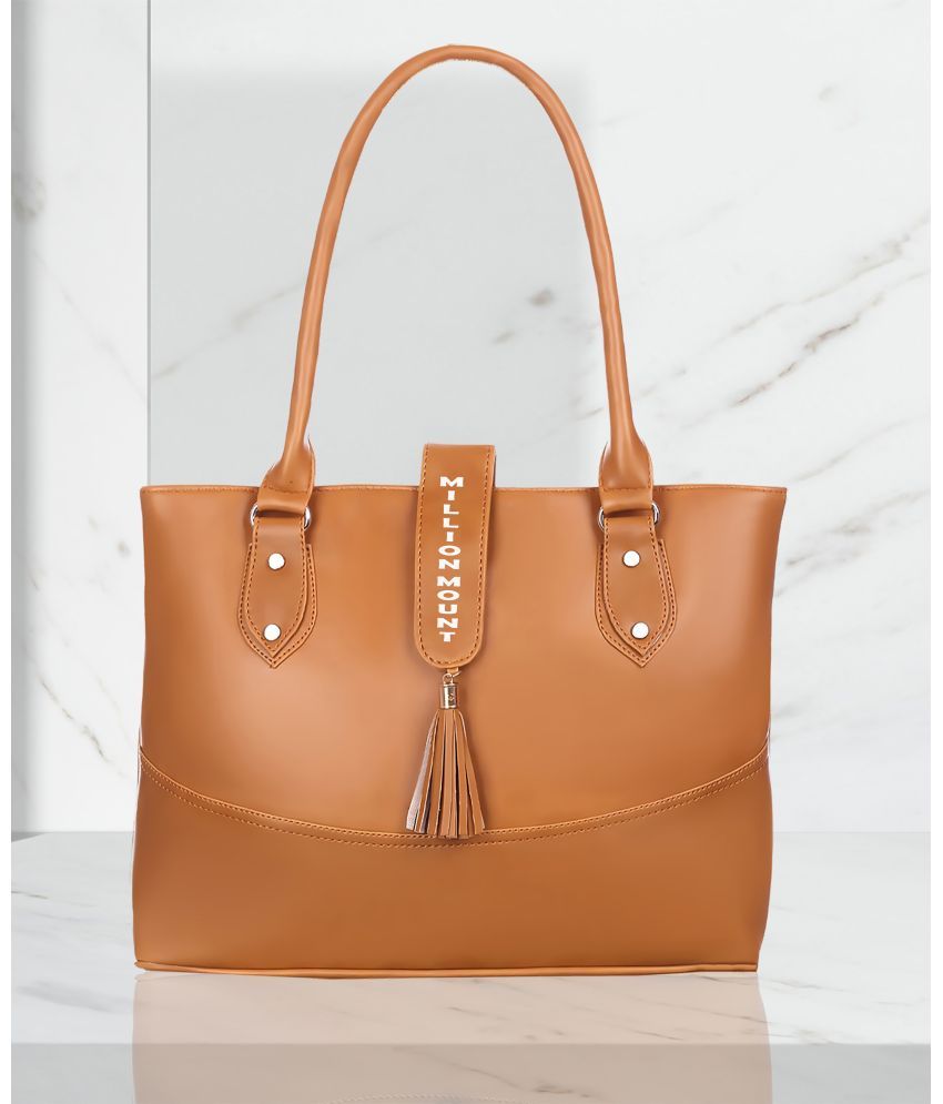     			MILLION MOUNT Tan PU Shoulder Bag