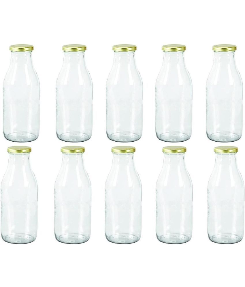     			Somil Storage Milk Bottle Glass Transparent Milk Container ( Set of 10 )