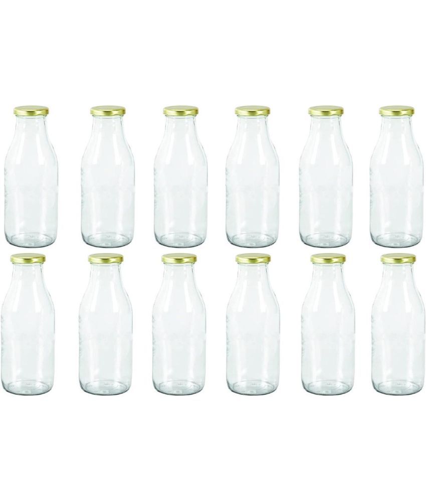     			Somil Storage Milk Bottle Glass Transparent Milk Container ( Set of 12 )