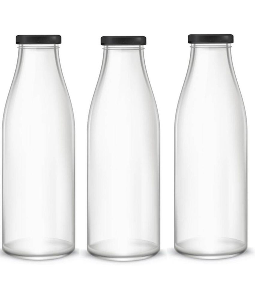     			Somil Storage Milk Bottle Glass Transparent Milk Container ( Set of 3 )
