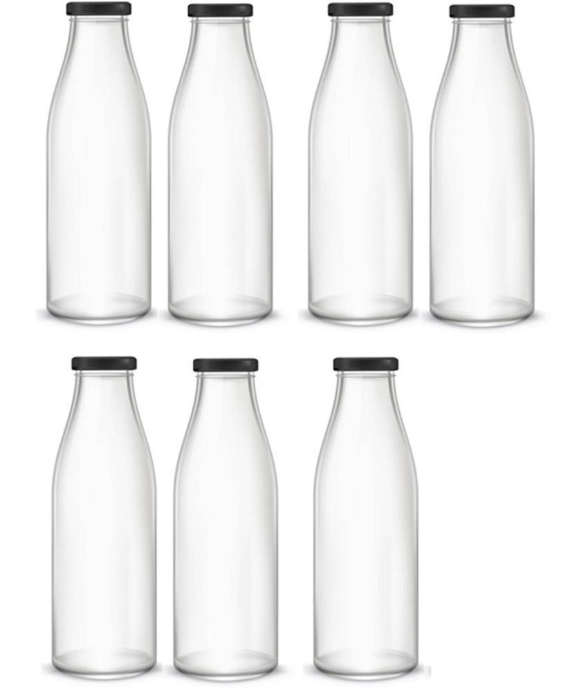     			Somil Storage Milk Bottle Glass Transparent Milk Container ( Set of 7 )