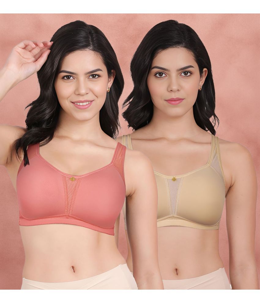     			Taabu Multicolor Nylon Lightly Padded Women's Minimizer Bra ( Pack of 2 )