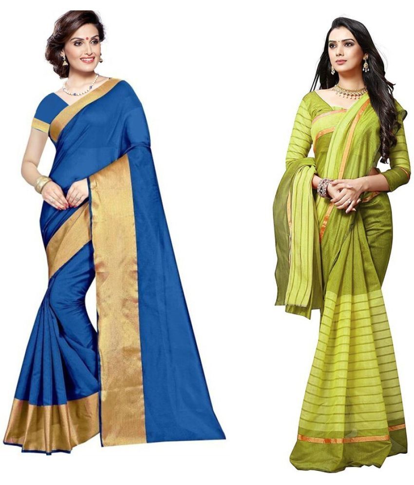     			Vkaran Cotton Silk Applique Saree Without Blouse Piece - Multicolor ( Pack of 1 )