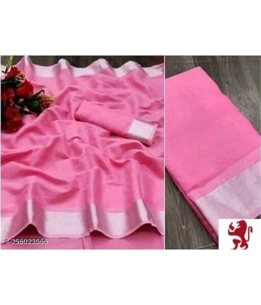     			Vkaran Cotton Silk Applique Saree Without Blouse Piece - Pink ( Pack of 1 )