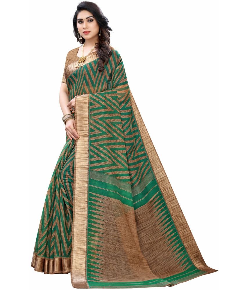     			Vkaran Cotton Silk Applique Saree Without Blouse Piece - Beige ( Pack of 1 )