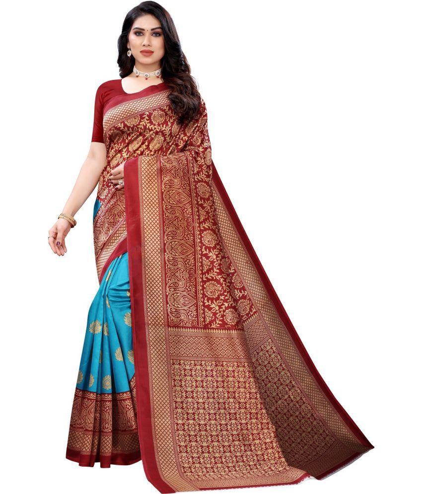     			Vkaran Cotton Silk Applique Saree Without Blouse Piece - Multicolor ( Pack of 1 )
