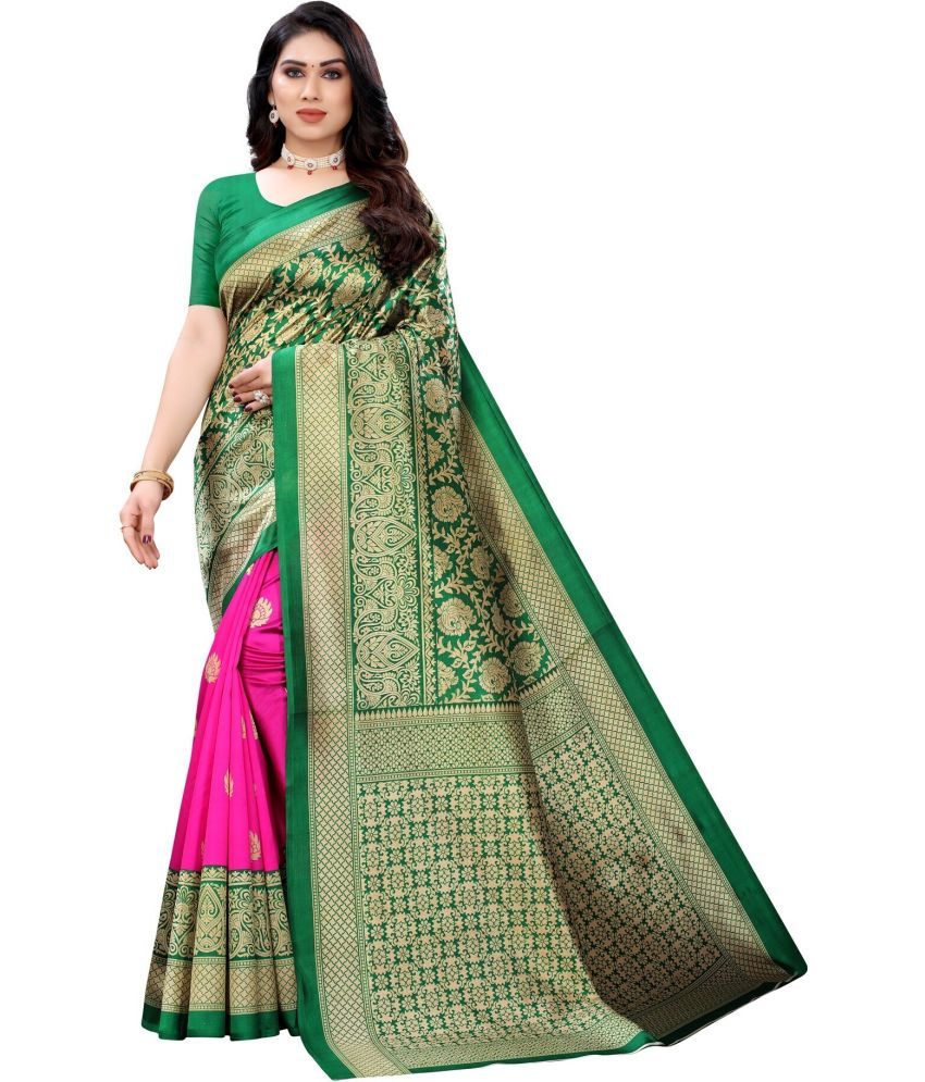     			Vkaran Cotton Silk Applique Saree Without Blouse Piece - Multicolor ( Pack of 1 )