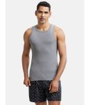 Jockey ZN14 Men Super Combed Cotton Rib Square Neck Sleeveless Vest - Mid Grey Melange