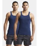 Jockey US26 Men Super Combed Cotton Rib Square Neckline Gym Vest - Navy (Pack of 2)