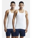 Jockey US26 Men Super Combed Cotton Rib Square Neckline Gym Vest - White (Pack of 2)