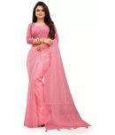 Saadhvi Net Solid Saree Without Blouse Piece - Pink ( Pack of 1 )