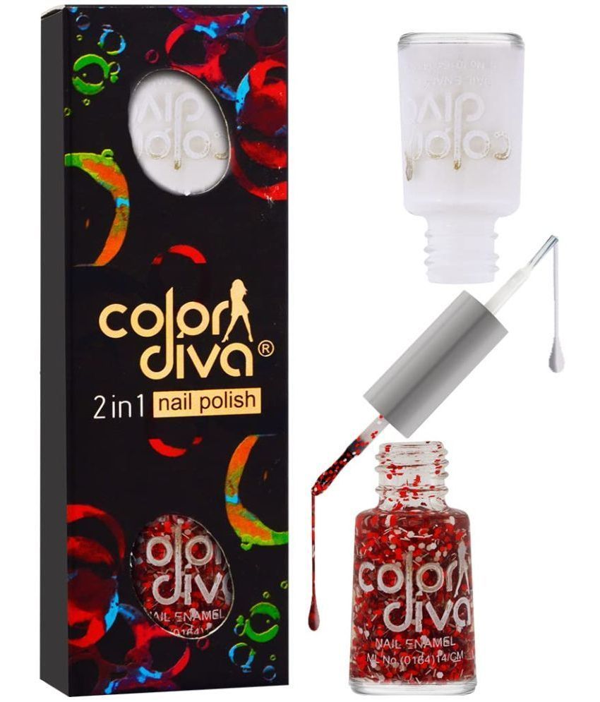     			COLOR DIVA 2 In 1 Nail Polish, 11ml Chip Resistant, Quick Dry (White & Red Color Bomb)