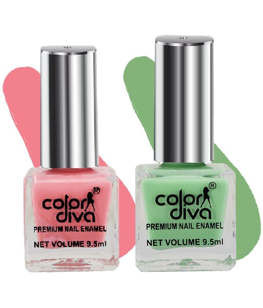     			COLOR DIVA Ultimate Breeze Pastel Nail Polish, 9.5ml | Pack Of 2 (Pastel Pink & Pastel Green)