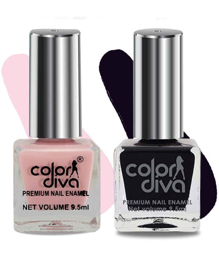     			COLOR DIVA First Date Nail Polish, 9.5ml Each Quick-Drying, High Shine & Chip-Resistant Pack Of 2