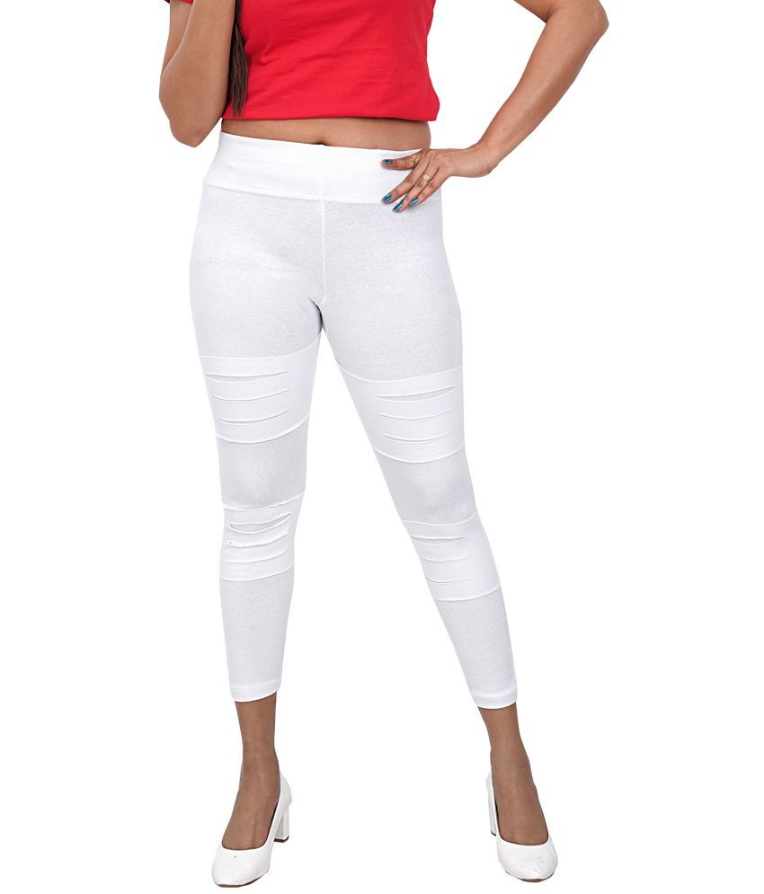     			Colorscube - White Cotton Women's Leggings ( Pack of 1 )