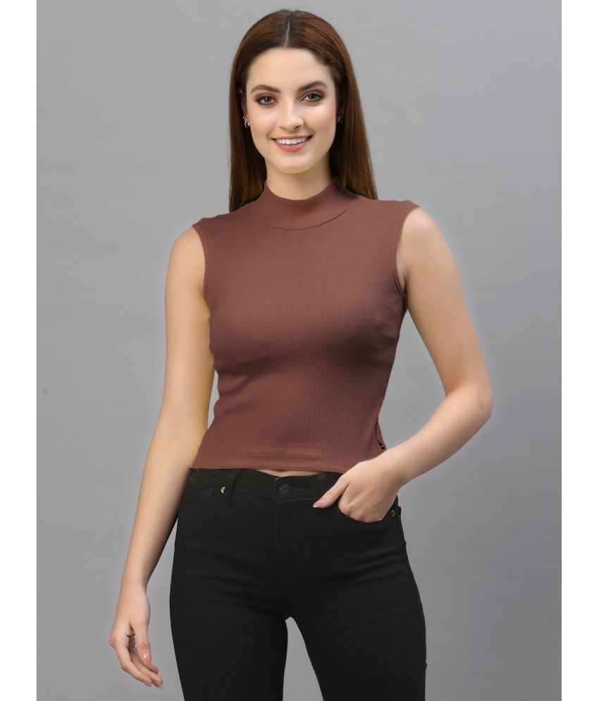     			Friskers Brown Cotton Women's Crop Top ( Pack of 1 )