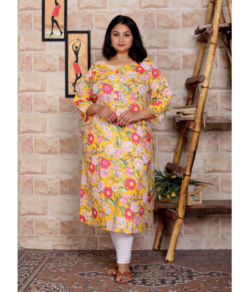    			HIGHLIGHT FASHION EXPORT Cotton Blend Self Design Straight Women's Kurti - Multicoloured ( Pack of 1 )
