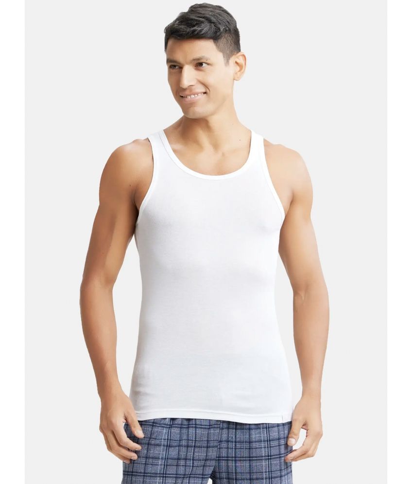     			Jockey IC13 Men Tencel Micro Modal Cotton Rib Sleeveless Vest with Extended Length - White