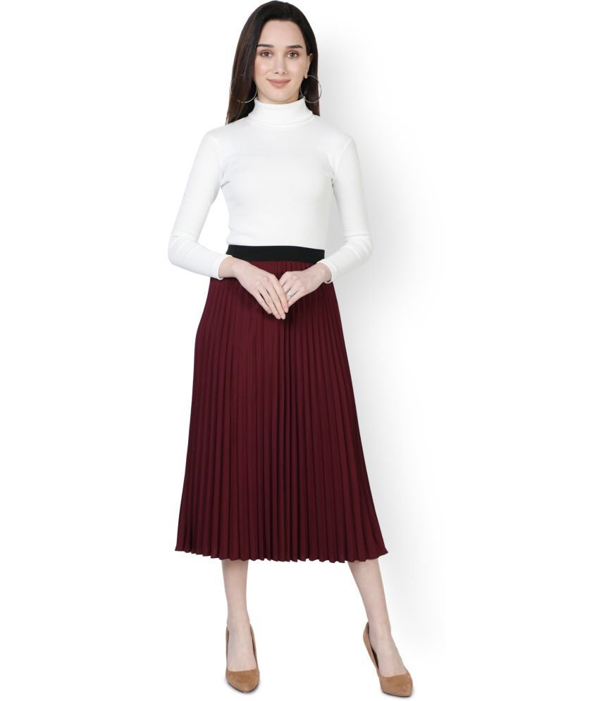     			Krunal Raiyani Wine Polyester Women's A-Line Skirt ( Pack of 1 )