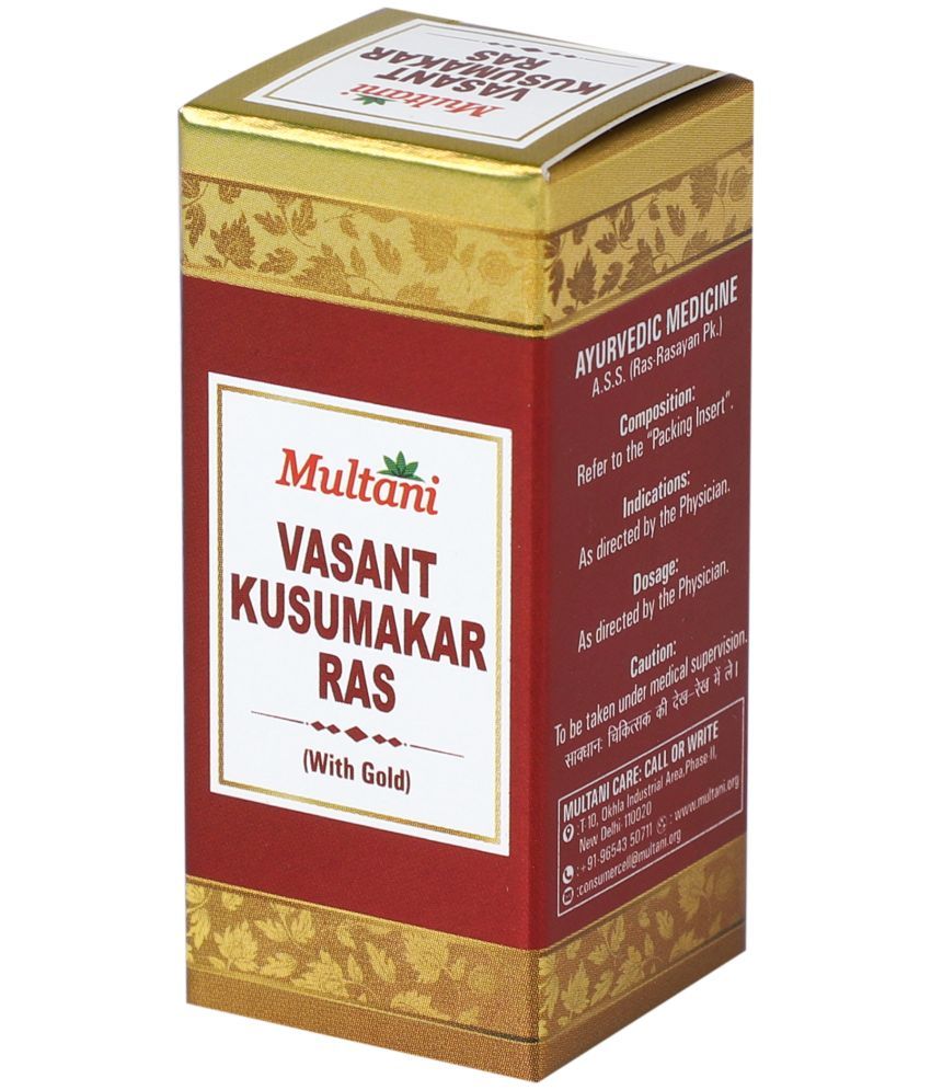     			Multani Vasant Kusumakar Ras with 24 Carat gold & Pearl | Helpful in Carbohydrate Metabolism, General Weakness | Helps In Concentration, Urinary Infection & Immunity Booster | 30 Tablets