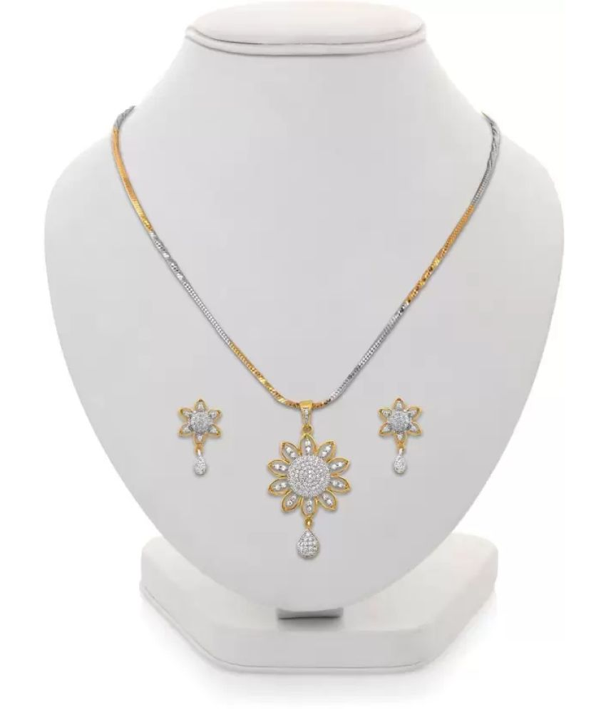     			PUJVI Golden Pendant set ( Pack of 1 )