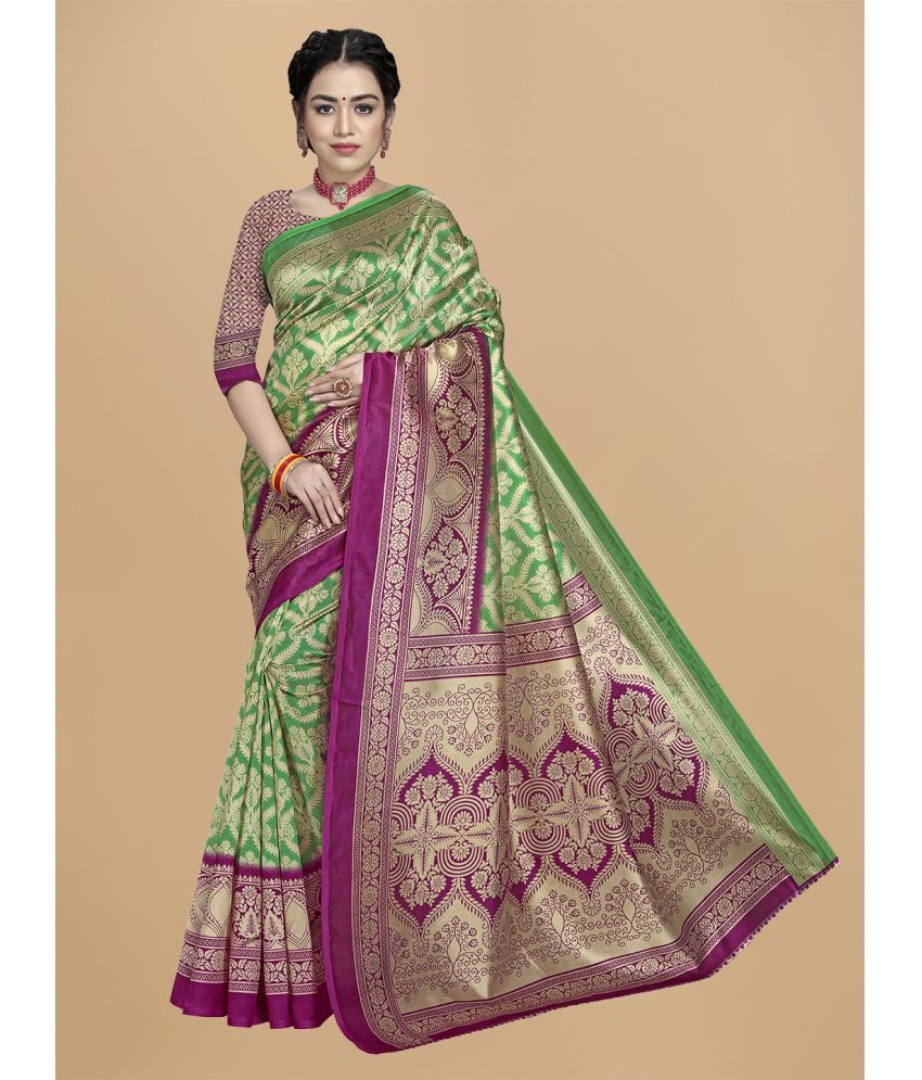     			Rekha Maniyar Silk Printed Saree With Blouse Piece - Mint Green ( Pack of 1 )