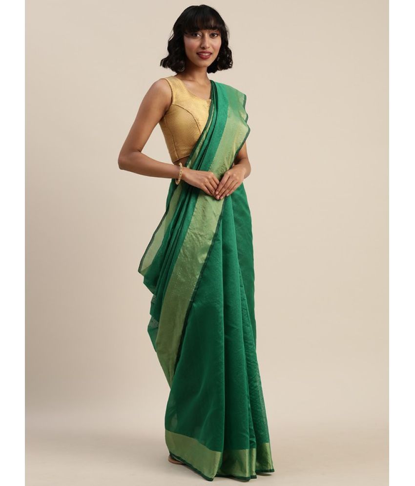     			Saadhvi Cotton Silk Applique Saree Without Blouse Piece - Green ( Pack of 1 )