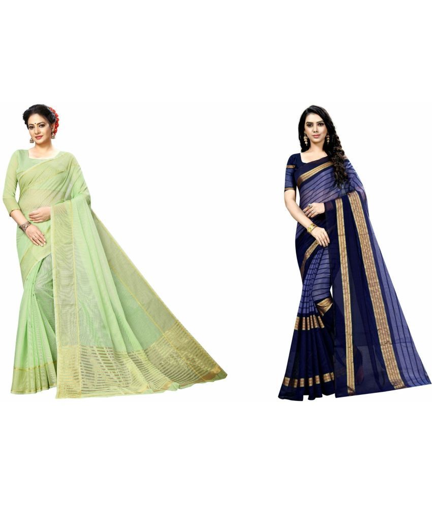     			Saadhvi Cotton Silk Applique Saree Without Blouse Piece - Beige ( Pack of 2 )