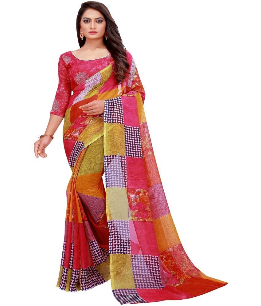     			Saadhvi Cotton Silk Applique Saree Without Blouse Piece - Multicolor ( Pack of 1 )