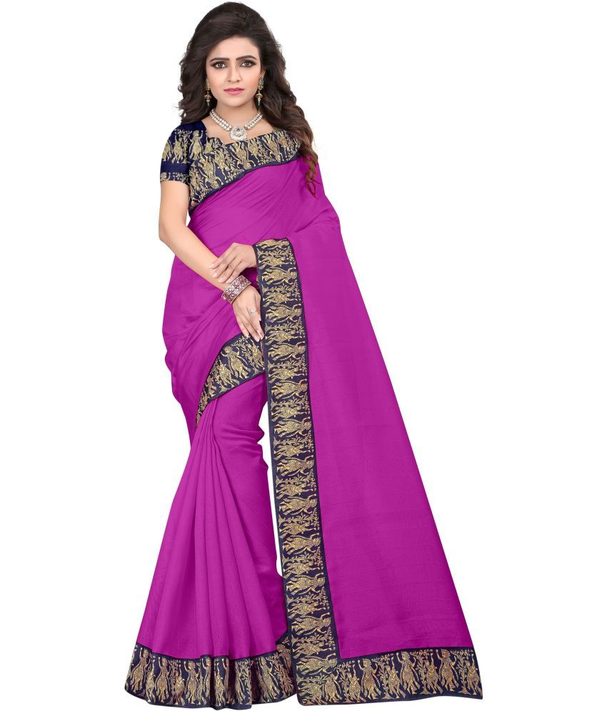     			Saadhvi Cotton Silk Applique Saree Without Blouse Piece - Pink ( Pack of 1 )