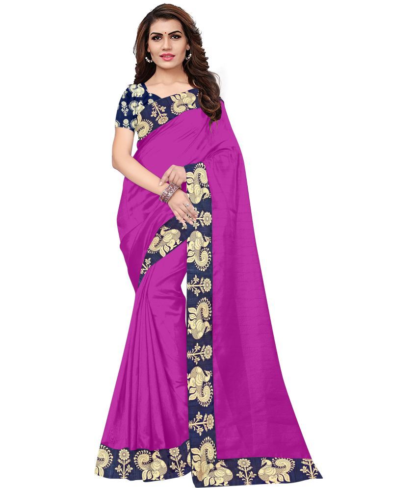     			Saadhvi Cotton Silk Applique Saree Without Blouse Piece - Pink ( Pack of 1 )