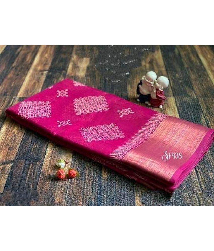     			Saadhvi Cotton Silk Applique Saree Without Blouse Piece - Pink ( Pack of 1 )