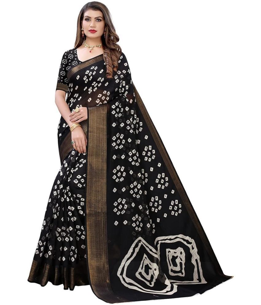     			Saadhvi Cotton Silk Applique Saree Without Blouse Piece - Black ( Pack of 1 )