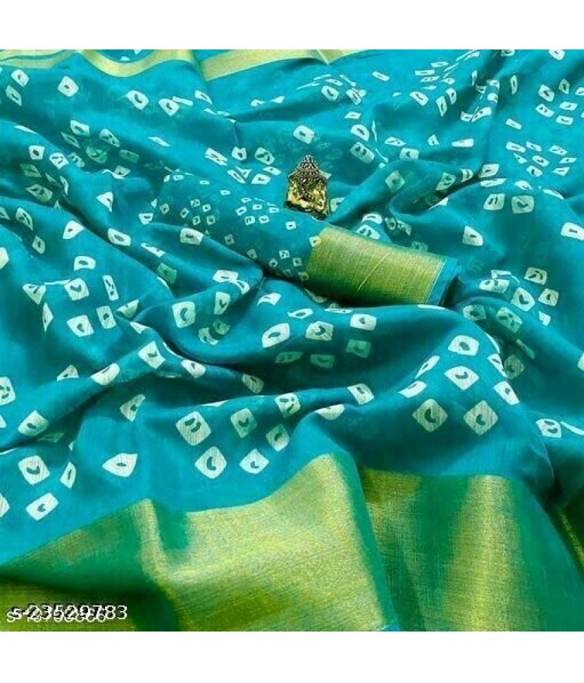     			Saadhvi Cotton Silk Applique Saree Without Blouse Piece - Blue ( Pack of 1 )