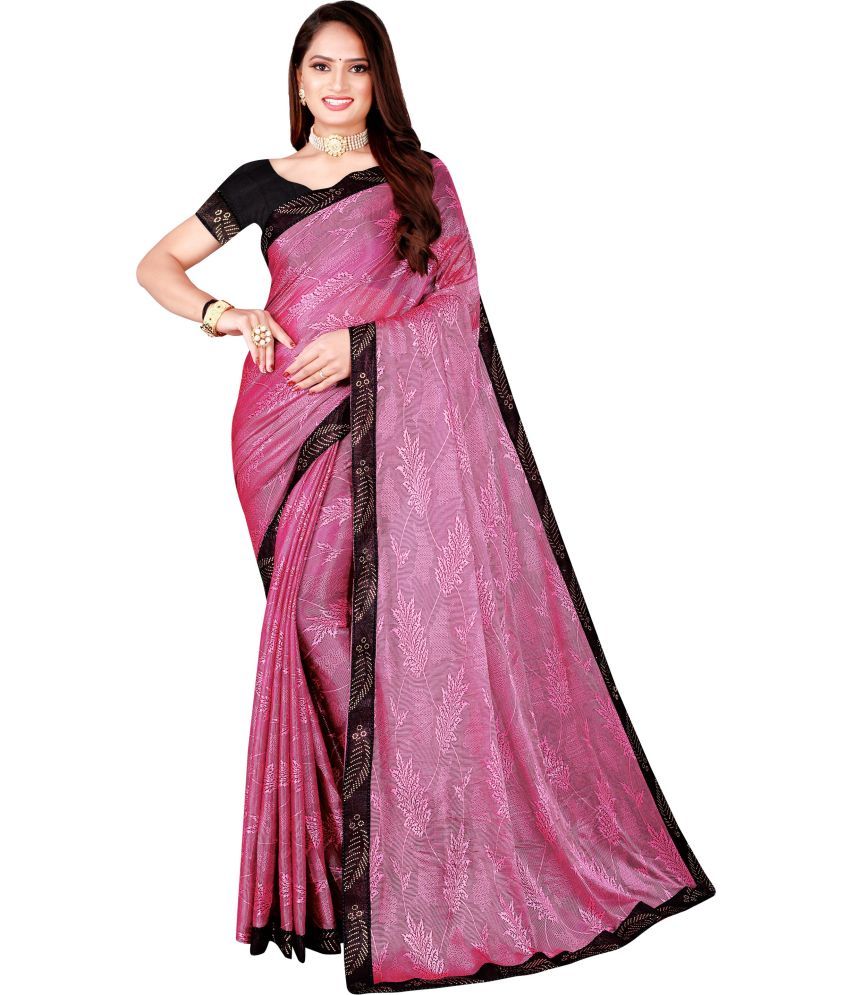     			Saadhvi Cotton Silk Applique Saree Without Blouse Piece - Pink ( Pack of 1 )