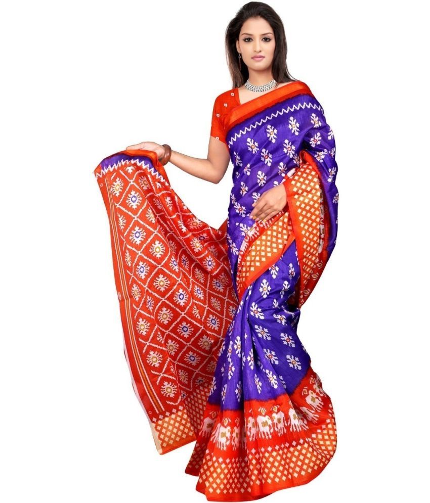     			Saadhvi Cotton Silk Applique Saree Without Blouse Piece - Purple ( Pack of 1 )