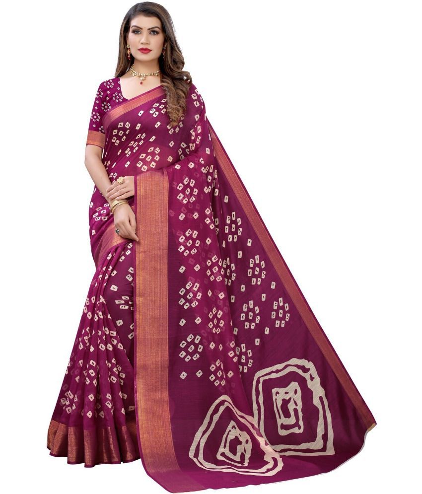     			Saadhvi Cotton Silk Applique Saree Without Blouse Piece - Purple ( Pack of 1 )