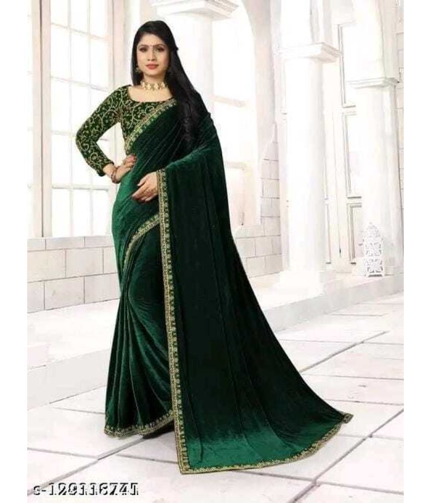     			Saadhvi Cotton Silk Applique Saree Without Blouse Piece - Light Green ( Pack of 1 )