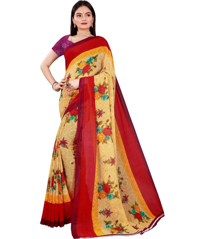     			Saadhvi Cotton Silk Applique Saree Without Blouse Piece - Beige ( Pack of 1 )