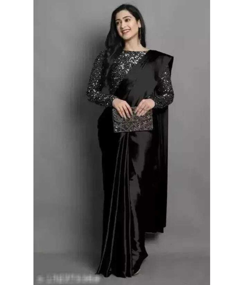     			Saadhvi Cotton Silk Applique Saree Without Blouse Piece - Black ( Pack of 2 )