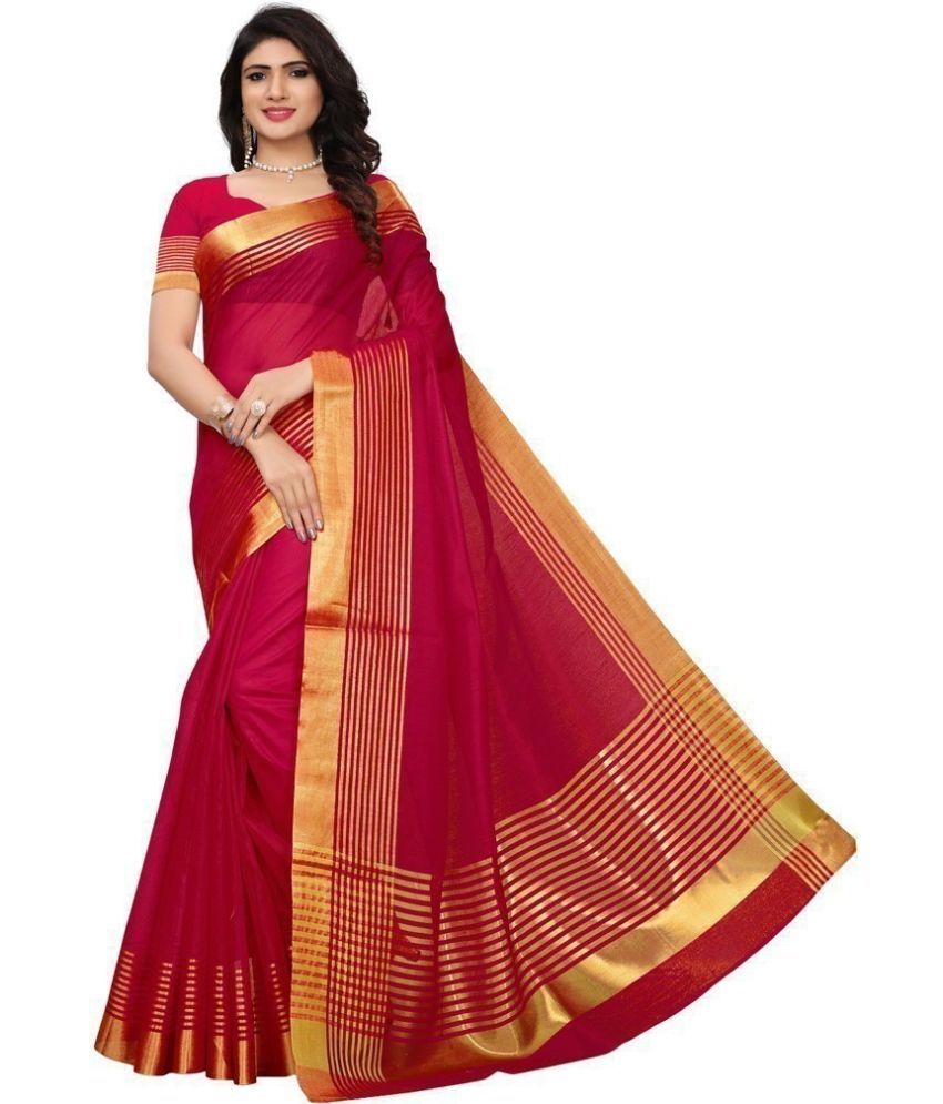     			Saadhvi Cotton Silk Colorblock Saree With Blouse Piece - Gold ( Pack of 1 )