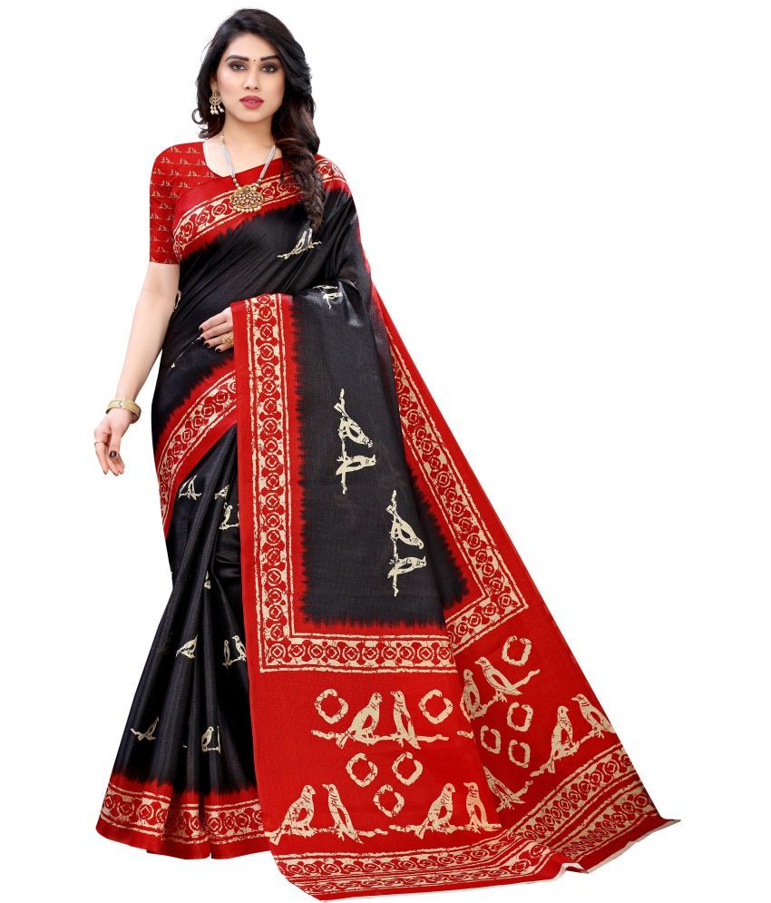     			Saadhvi Cotton Silk Embellished Saree Without Blouse Piece - Black ( Pack of 1 )